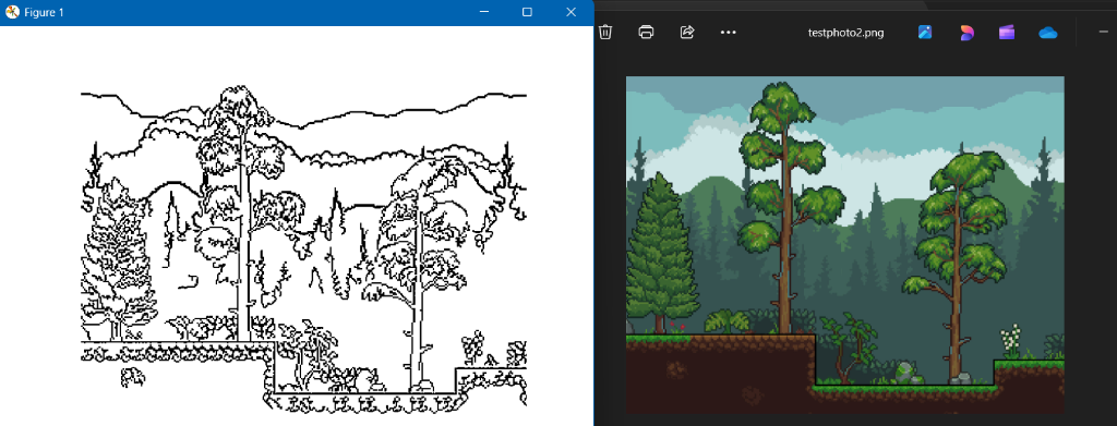 Original and edge-detected landscape