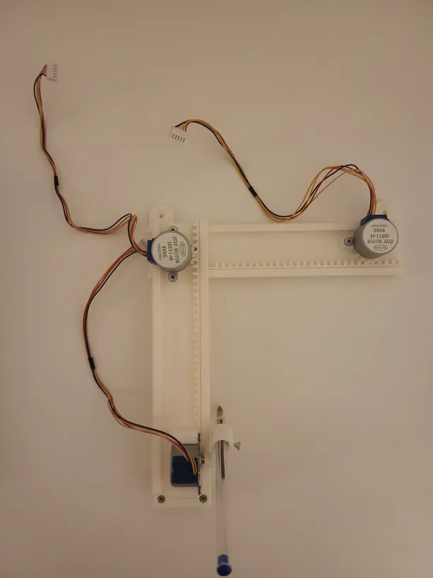 CNC Pen Plotter top view showing 3D printed parts and motors